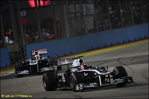 Пилоты Williams на трассе Гран При Сингапура
