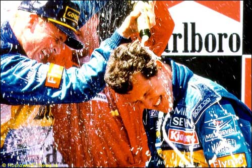 Джонни Херберт и Михаэль Шумахер на подиуме Гран При Испании'95