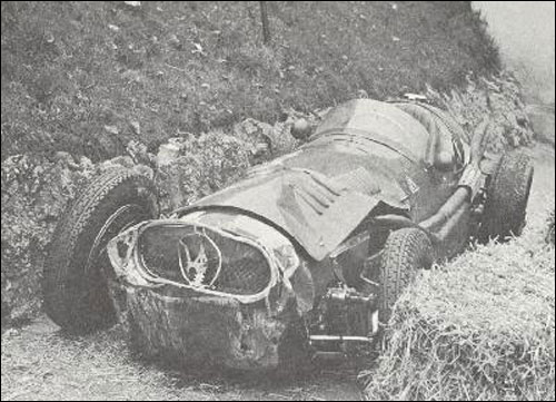 Разбитая Maserati Серджио Мантовани. Гран При Турина 1955 года