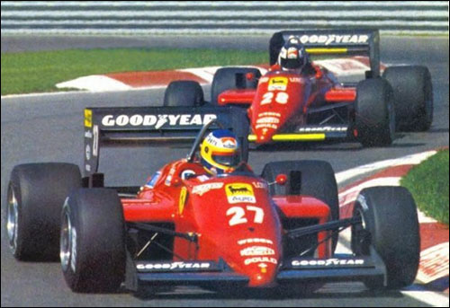 Микеле Альборето и Стефан Йоханссон на пути к дублю в Гран При Канады 1985 года