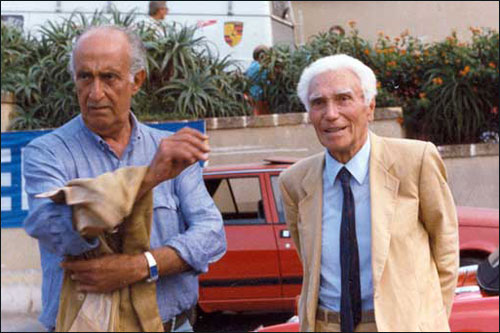 Пьеро Таруффи (справа) на историческом гоночном фестивале. Октябрь 1986 года. Фото из архива Энцо Манцо