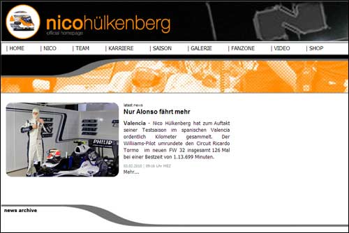 Новая версия официального сайта Нико Хюлкенберга