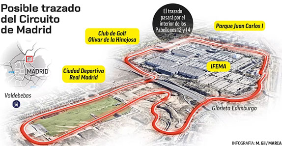Возможная схема трассы в Мадриде