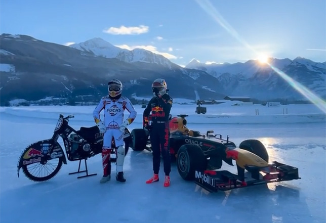 Видео: Макс Ферстаппен на ледовой трассе в Целль-ам-Зее