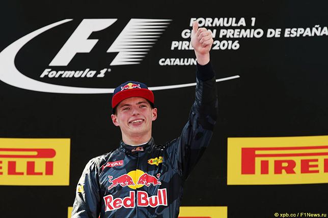 Макс Ферстаппен на подиуме Гран При Испании, 2016 год