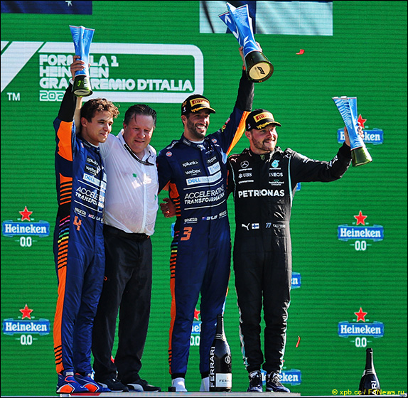 The stage in Monza brought Mclaren the winning double, the best lap and one point in the sprint - just 45 points per stage