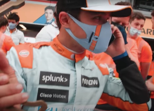 Ландо Норрис отвечает на звонок мамы после финиша Гран При Монако