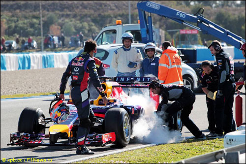 Машина Red Bull Racing на тестах в Хересе