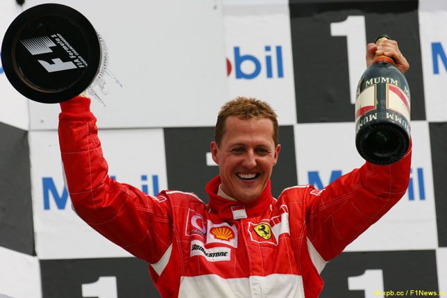 Михаэль Шумахер празднует победу на Гран При Германии, 2006 год