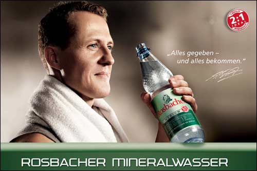 Михаэль Шумахер на рекламном плакате Rosbacher