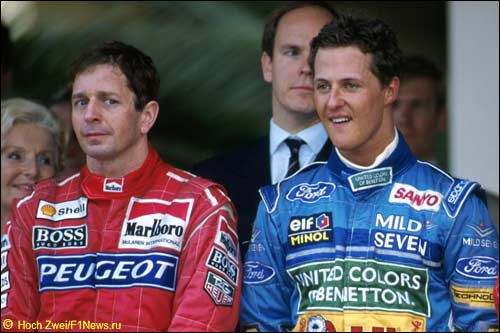 Мартин Брандл (слева) и Михаэль Шумахер, Гран При Монако 1994 г.