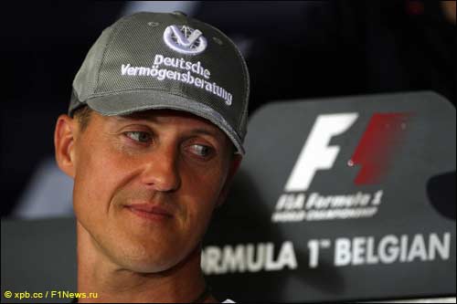 Михаэль Шумахер на пресс-конференции Гран При Бельгии в четверг