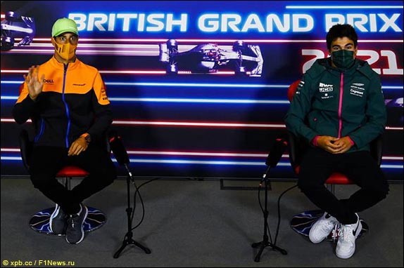 Даниэль Риккардо (McLaren) и Лэнс Стролл (Aston Martin)