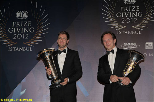 Себастьян Феттель и Кристиан Хорнер на вручении наград FIA