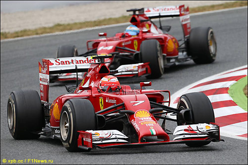 Гонщики Ferrari на трассе Гран При Испании