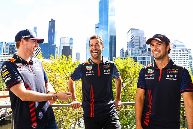 Макс Ферстаппен, Даниэль Риккардо и Серхио Перес, фото пресс-службы Red Bull