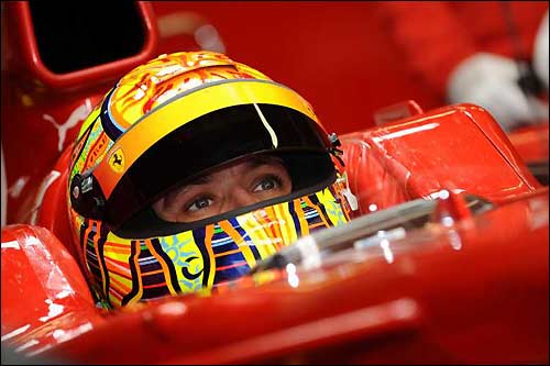 Валентино Росси на тестах Ferrari