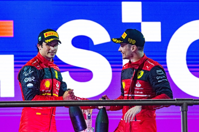Карлос Сайнс и Шарль Леклер на подиуме Гран При Саудовской Аравии, фото пресс-службы Ferrari