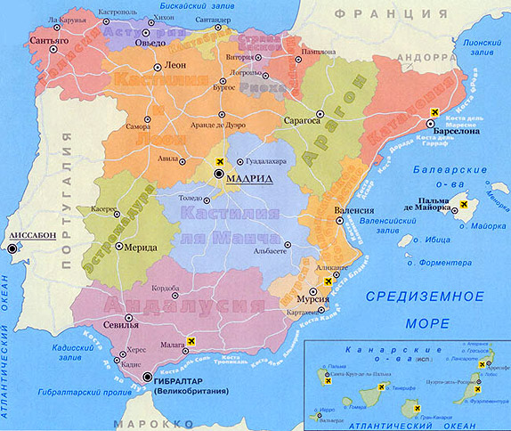 Политическая карта Испании