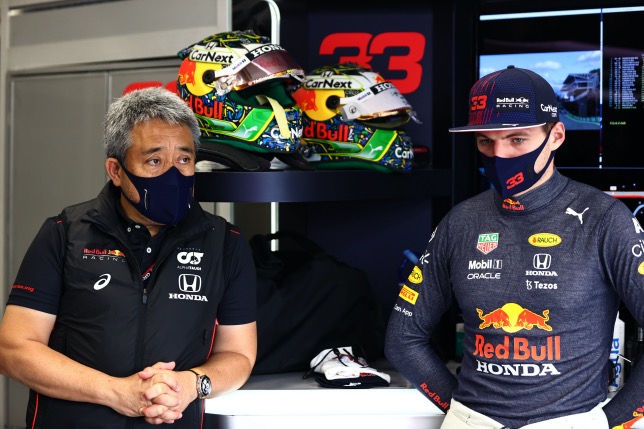 Тойохару Танабе, технический директор Honda F1, и Макс Ферстаппен, фото пресс-службы Red Bull
