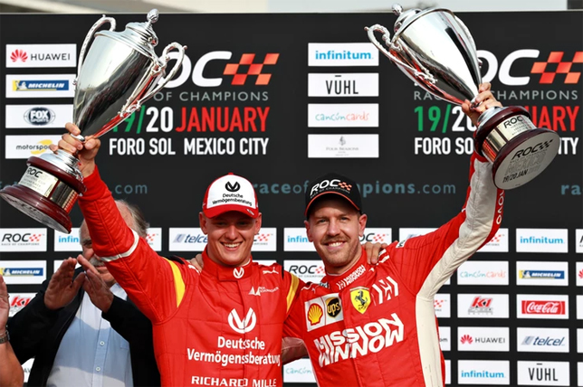 Мик Шумахер и Себастьян Феттель на Гонке чемпионов в Мексике (2019 год)