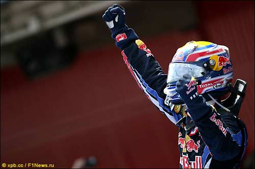 Марк Уэббер после победы в Гран При Испании 2010 года