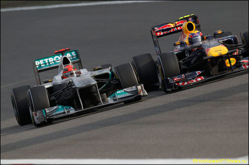 Борьба Марка Уэббера с Михаэлем Шумахером на Гран при Китая
