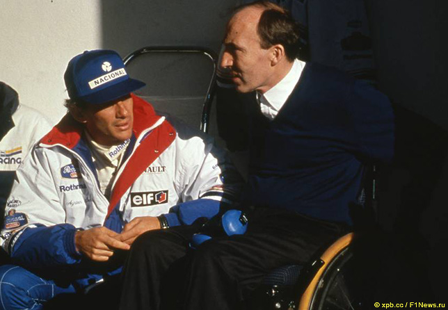 Айртон Сенна и Фрэнк Уильямс, снимок сделан на Гран При Сан-Марино 1 мая 1994 года